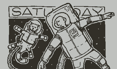 Drawing of me and my cat floating in space
