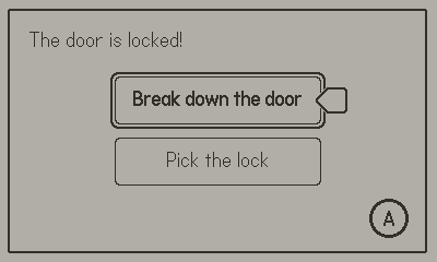Panels choice list with default settings Screen recording showing a choice list displayed in a Panels comic